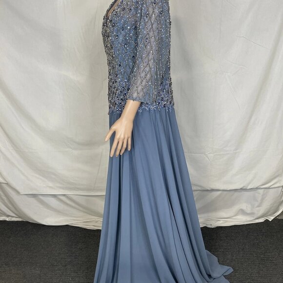 NEW MARSONI Women’s Beaded Gown Blue Size 16 - Picture 3 of 7